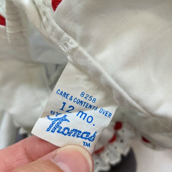 Vintage Thomas Outfit Baby Sz 12m Gray Corduroy Applique House Overalls 80s - Picture 4 of 4